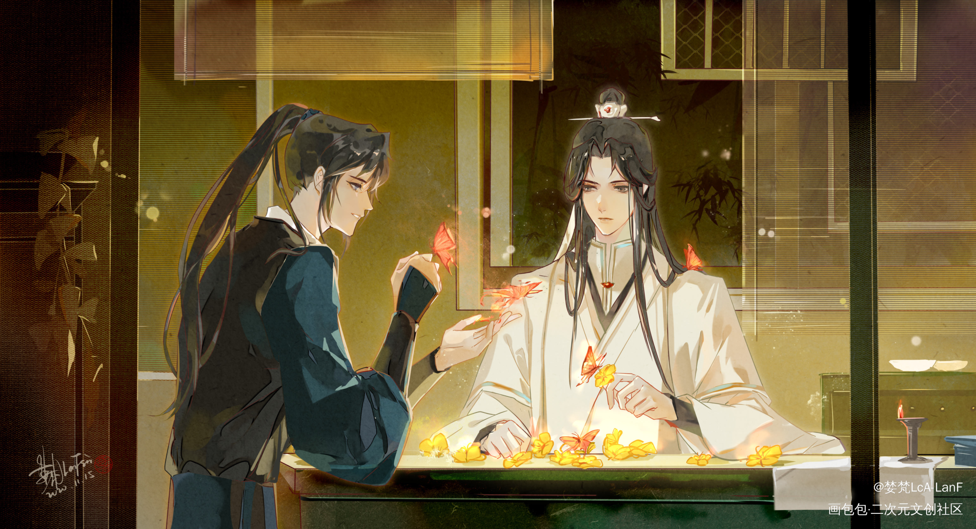 师尊卖花_二哈和他的白猫师尊燃晚平涂绘画作品