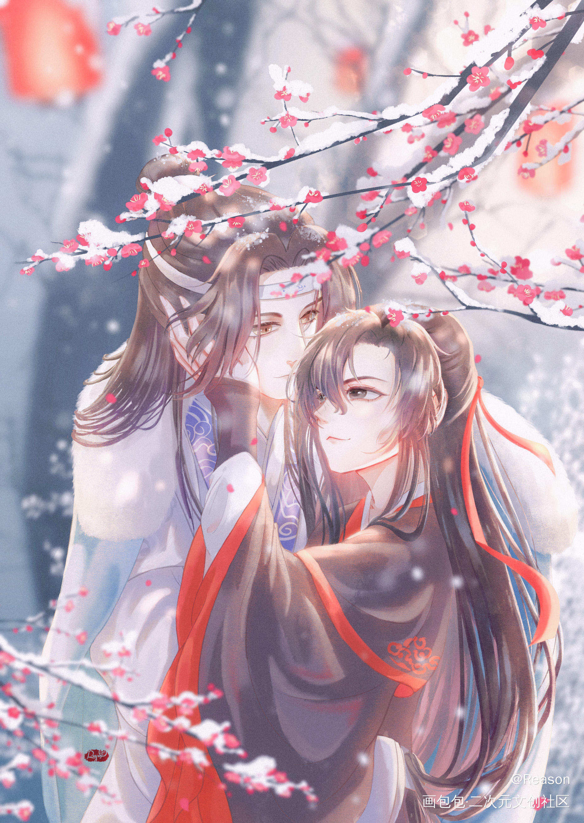 雪满头_魔道祖师忘羡蓝忘机魏无羡绘画作品