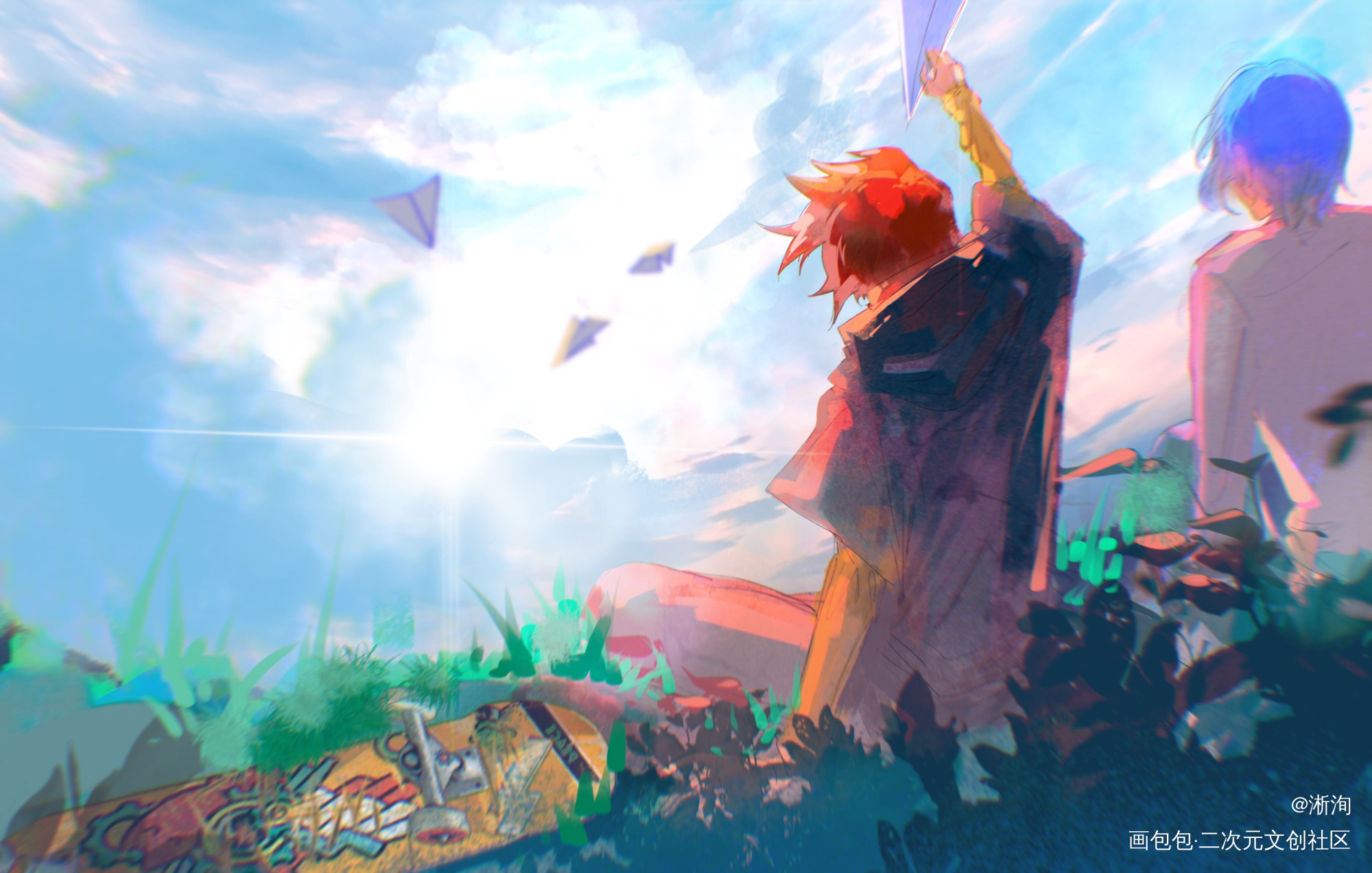 _无限滑板平涂日系我要上首推插画绘画作品