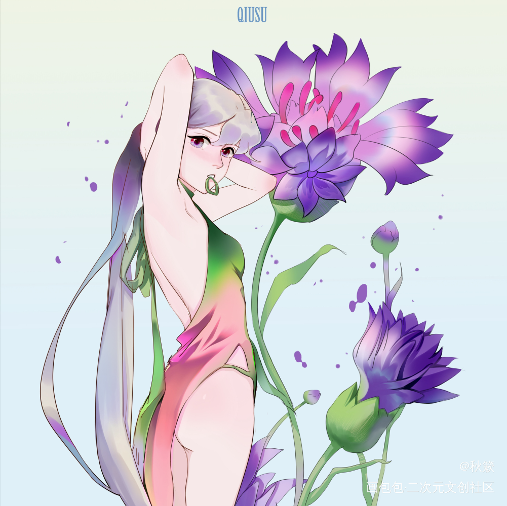 花_日系原创插画板绘插画原创绘画作品