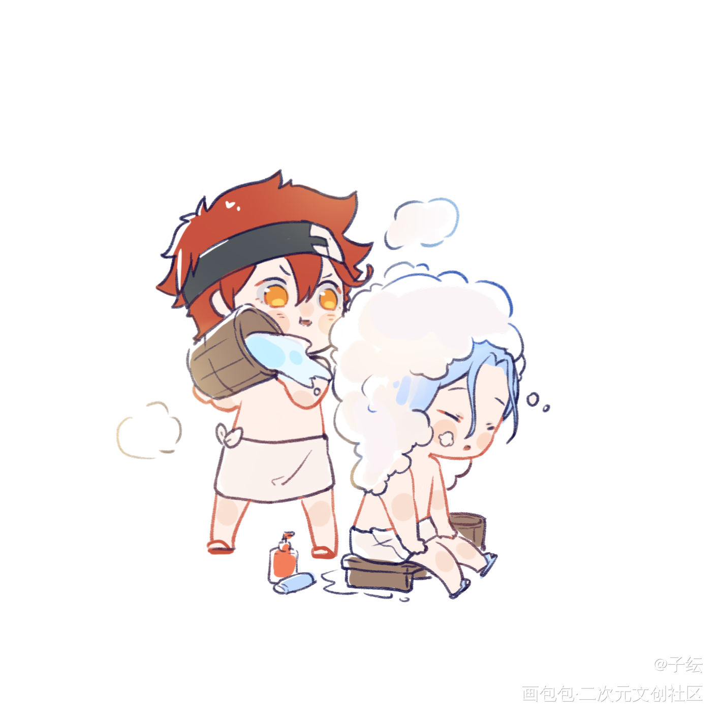 biubiu～_无限滑板兰历Q版绘画作品