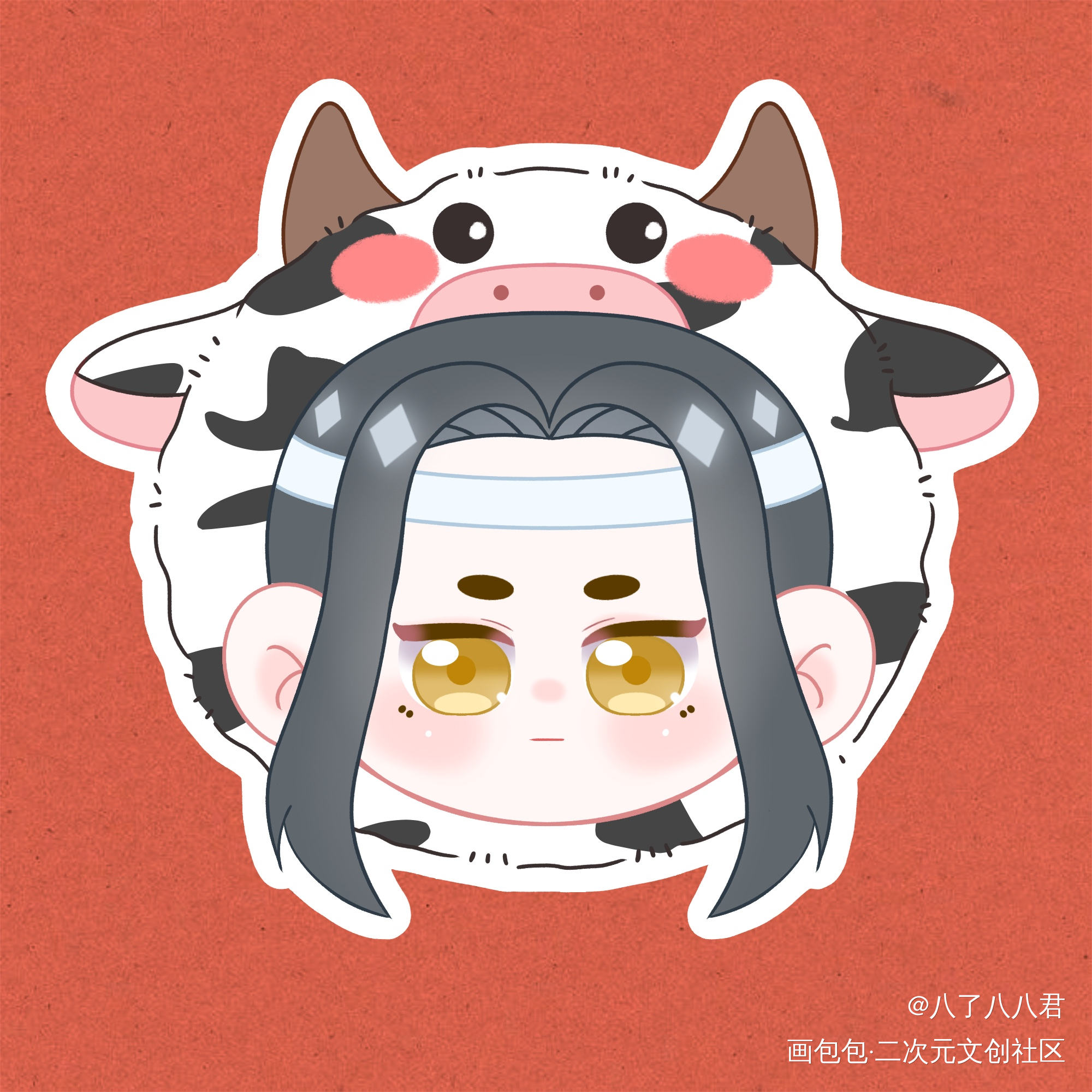 蓝忘机新年头像_魔道祖师忘羡蓝忘机手绘平涂Q版约稿绘画绘画作品