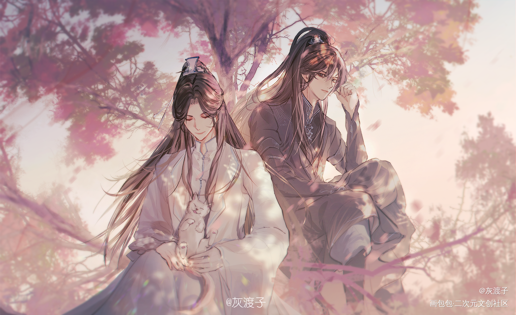 _二哈和他的白猫师尊燃晚楚晚宁墨燃同人古风插画绘画作品