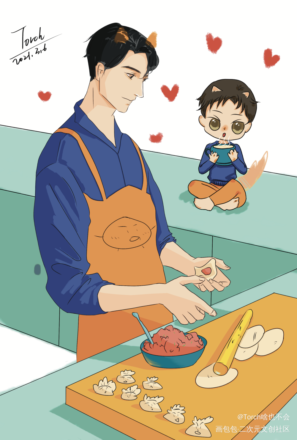 小狗狗×大狐狸_针锋对决188男团原顾绘画作品