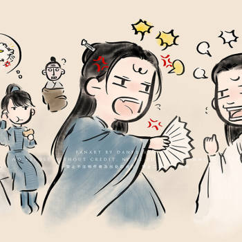 "斗鸡"_温客行山河令搞笑周子舒q版同人叶白衣绘画作品