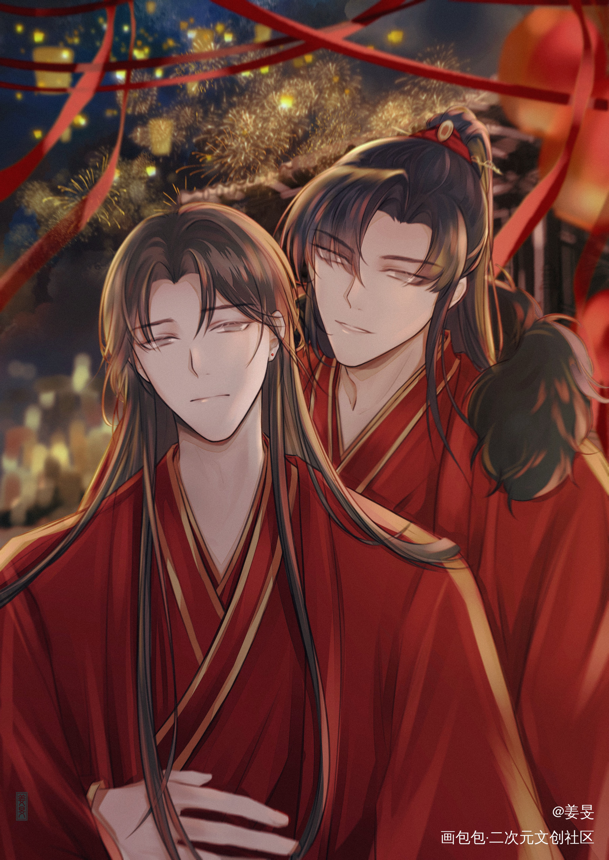 前世新年_二哈和他的白猫师尊燃晚墨燃楚晚宁古风绘画作品