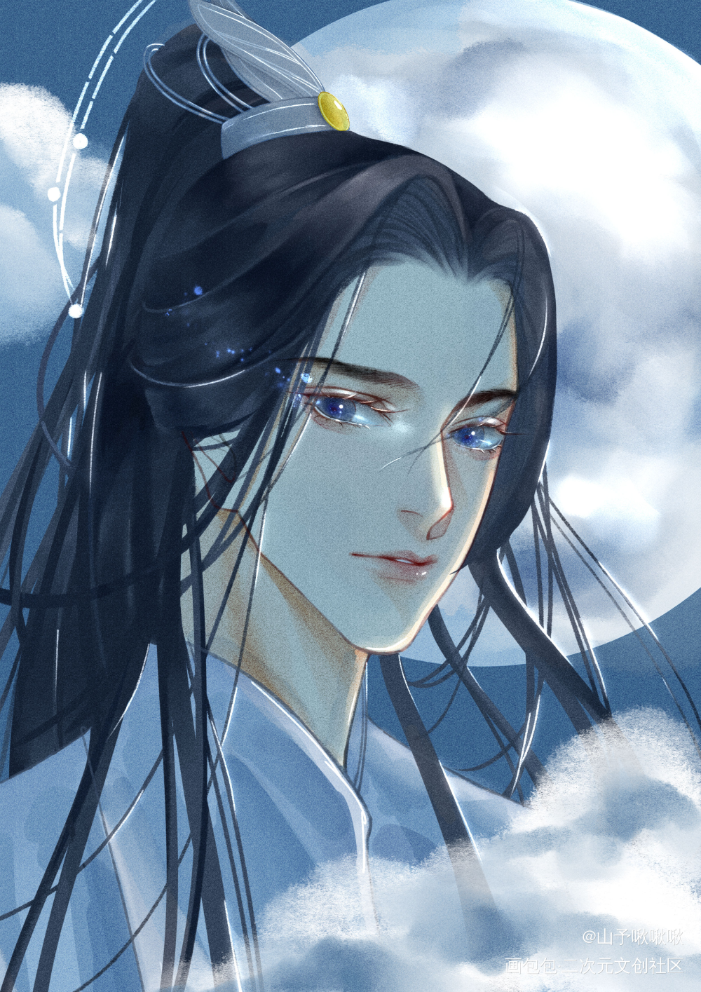 _二哈和他的白猫师尊古风平涂绘画作品