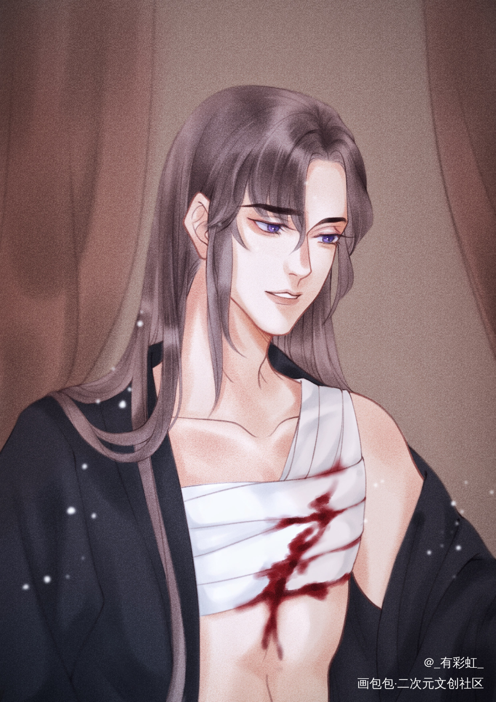 余生付雪夜_二哈和他的白猫师尊燃晚墨燃楚晚宁古风平涂绘画作品