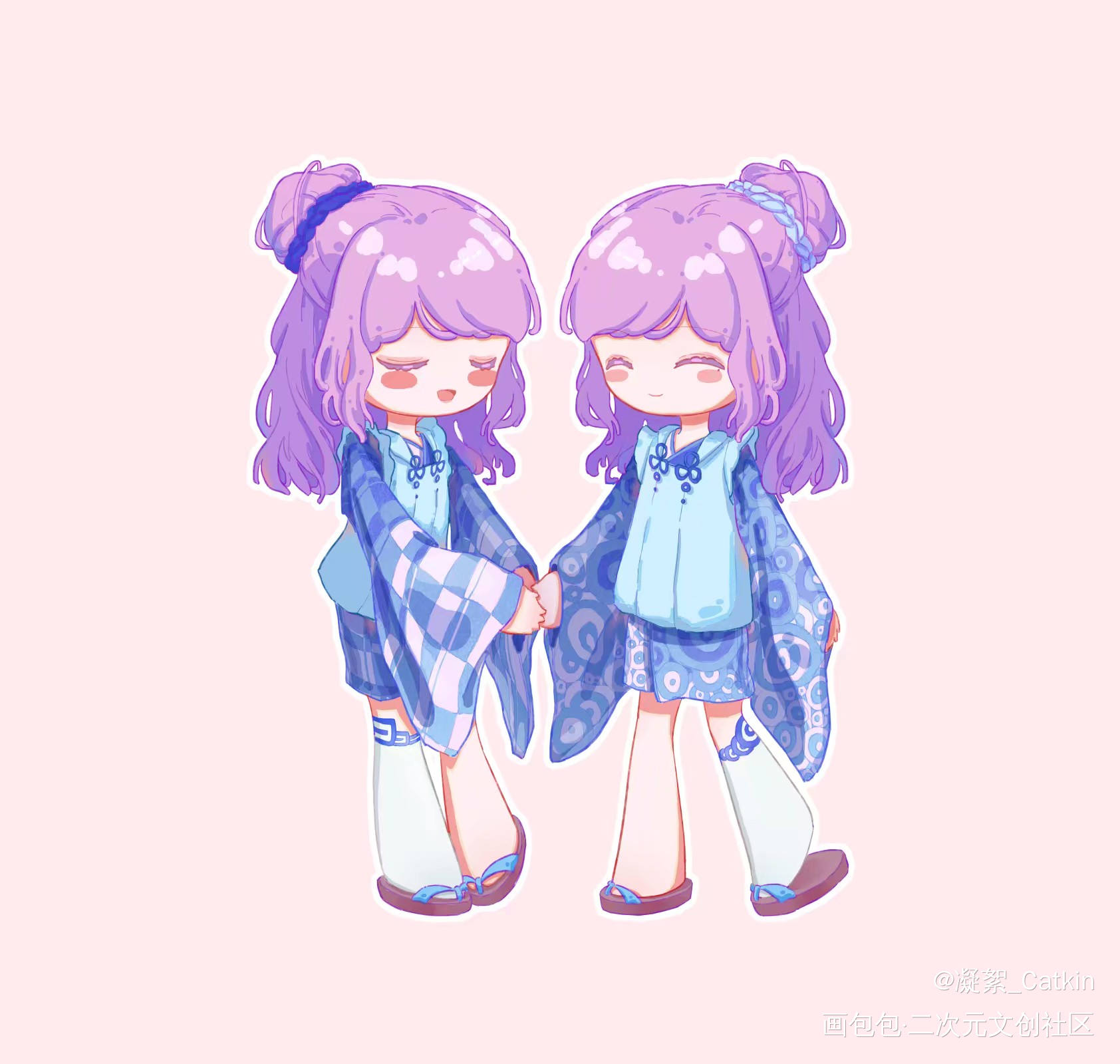 _立绘平涂日系Q版原创人物oc绘画作品