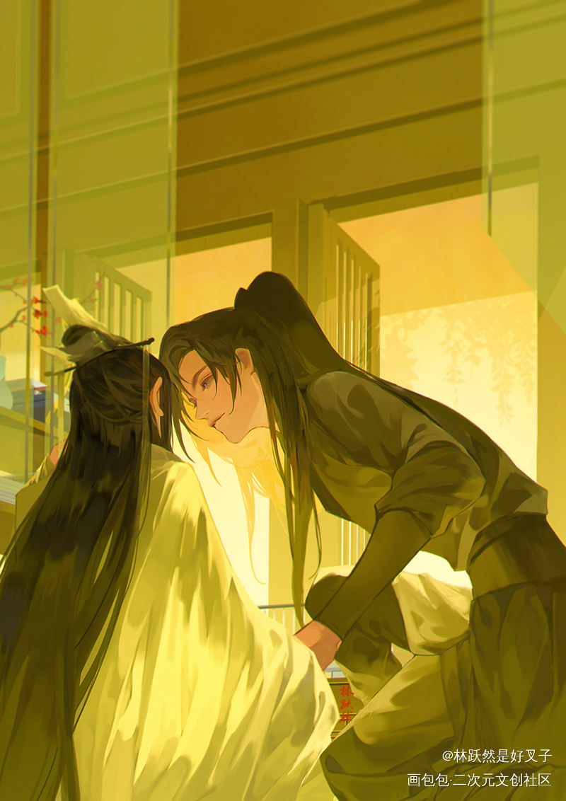 春日醉_二哈和他的白猫师尊燃晚楚晚宁墨燃厚涂插画同人绘画作品