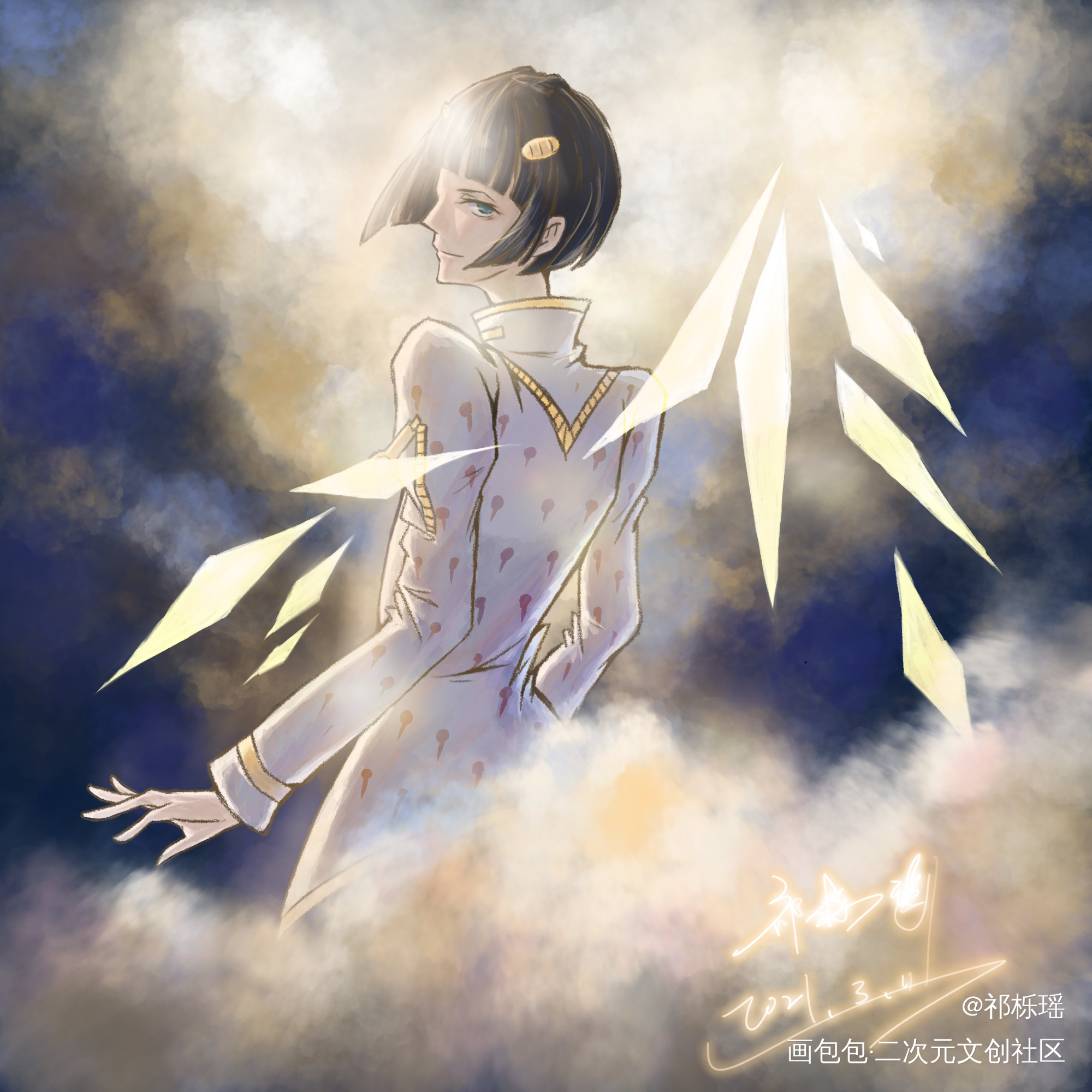 今天是并没有光影的光影练习_JOJO的奇妙冒险布加拉提插画绘画作品