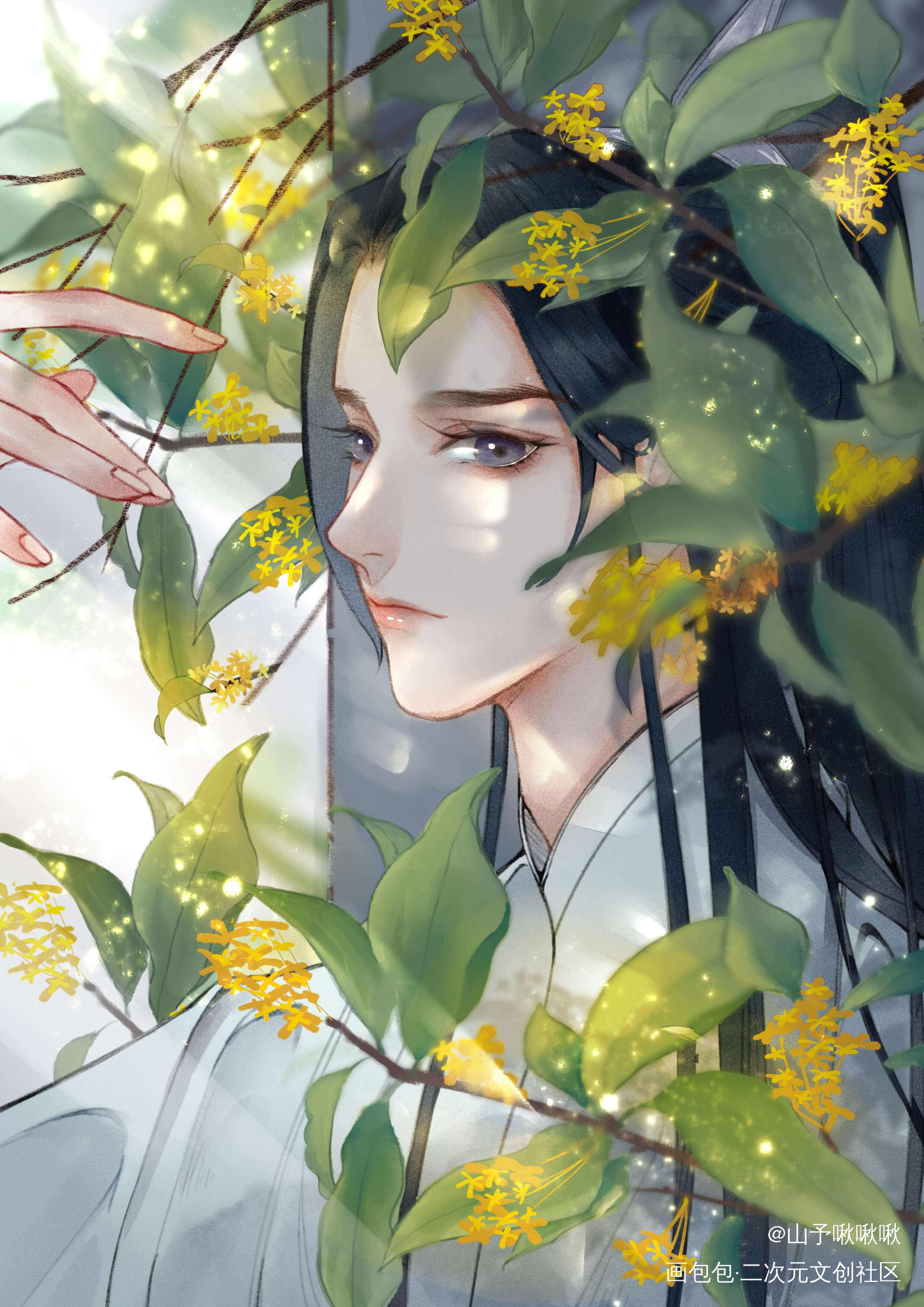 桂花影里的师尊尊_二哈和他的白猫师尊楚晚宁古风平涂绘画作品