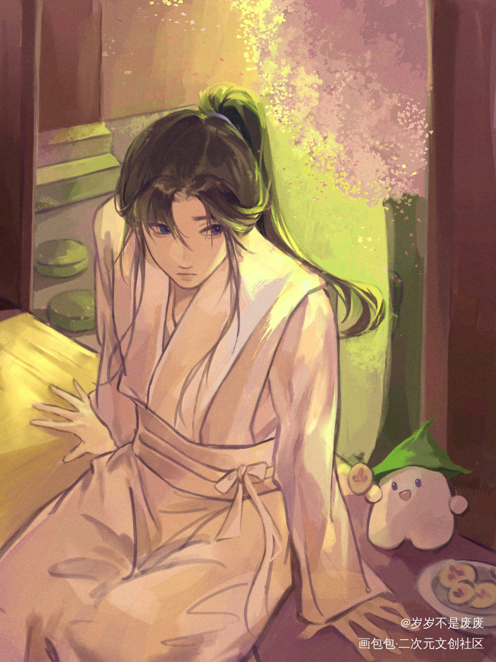 _二哈和他的白猫师尊燃晚楚晚宁古风厚涂绘画作品