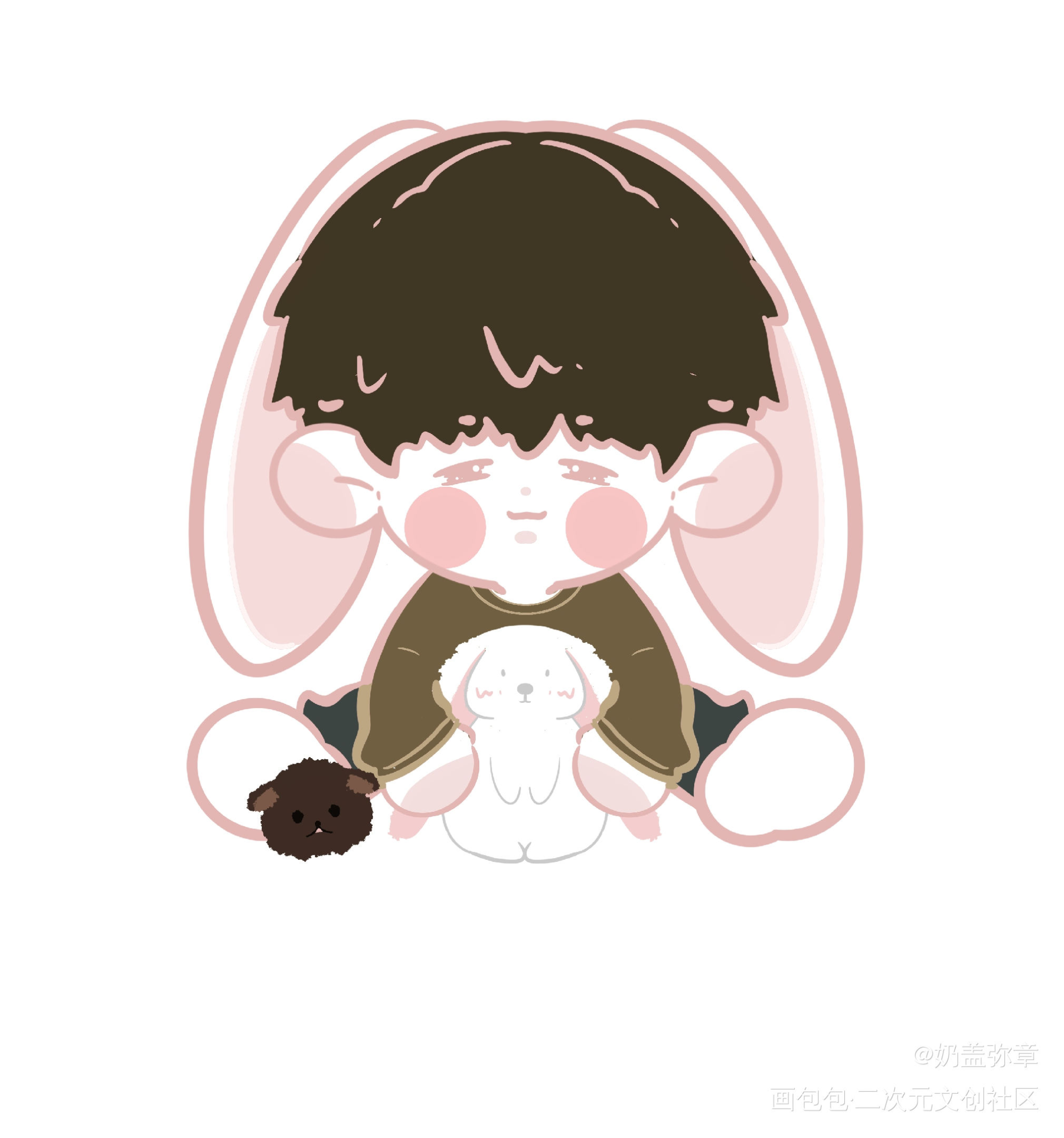 趴趴兔兔秀~_188男团李程秀Q版绘画作品