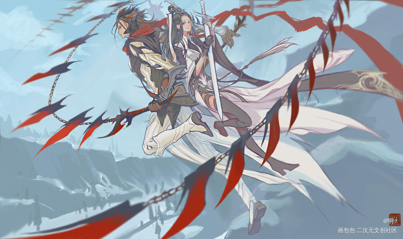 雪羊_剑网3雪羊凌雪阁绘画作品