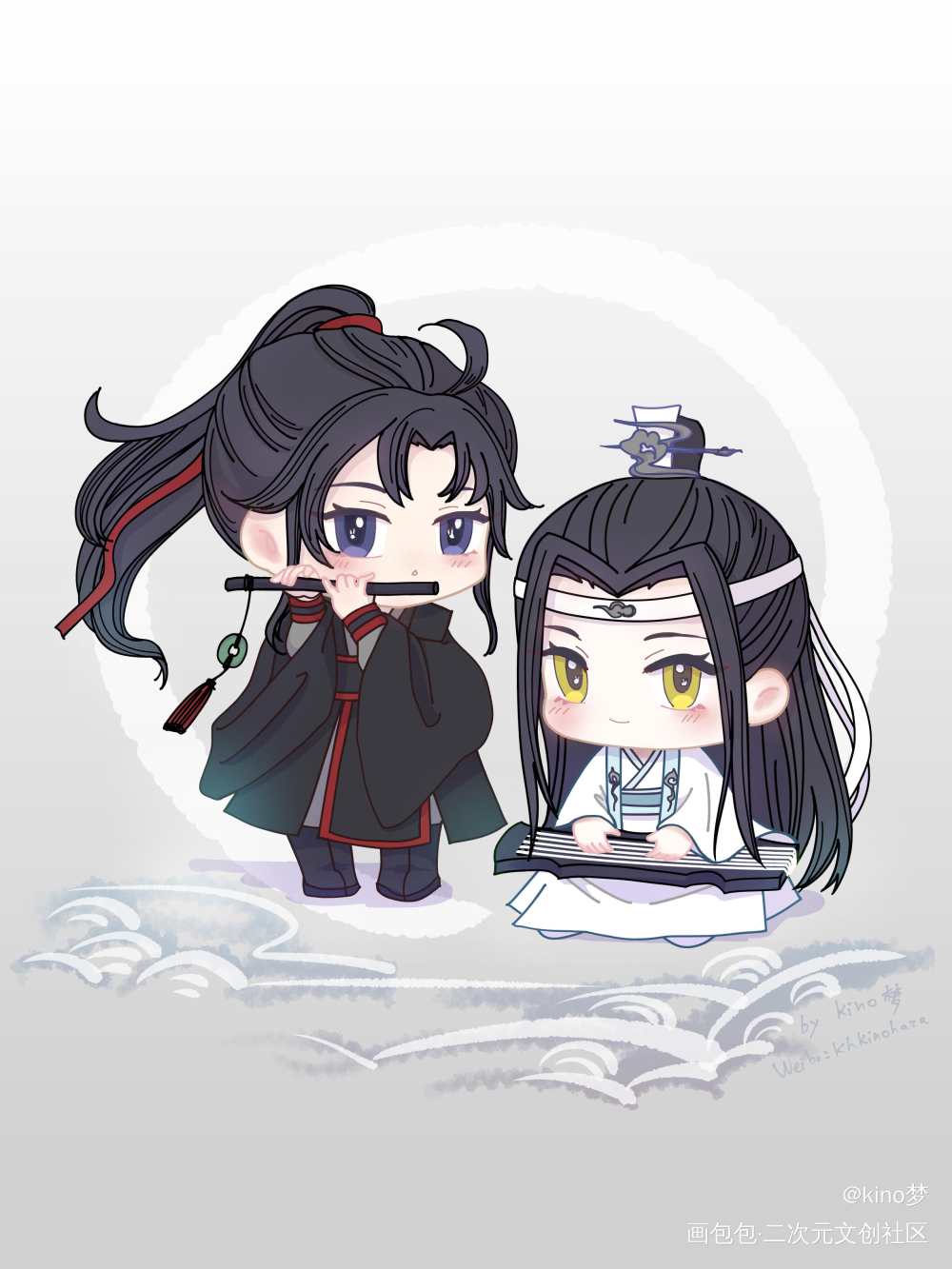 一曲忘羡送给你_魔道祖师忘羡蓝忘机魏无羡Q版绘画作品