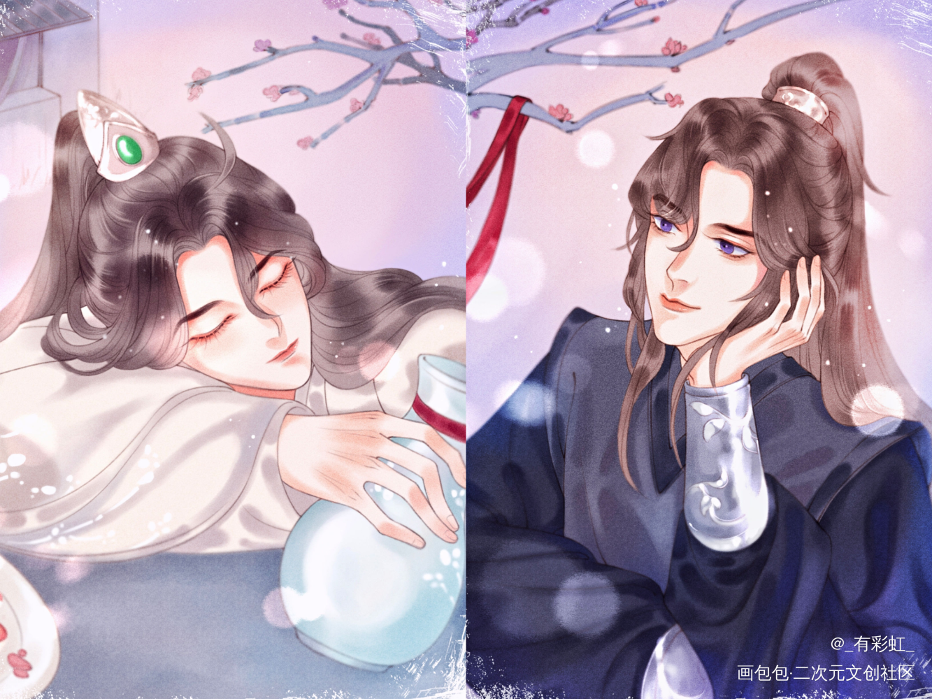 师尊……也会醉吗？_二哈和他的白猫师尊燃晚墨燃楚晚宁古风平涂绘画作品