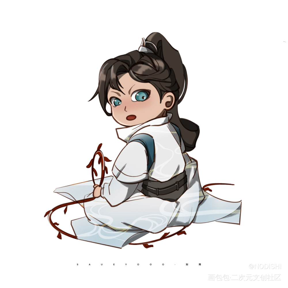 _二哈和他的白猫师尊燃晚古风Q版绘画作品