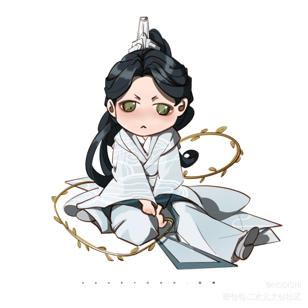 _二哈和他的白猫师尊燃晚古风Q版绘画作品