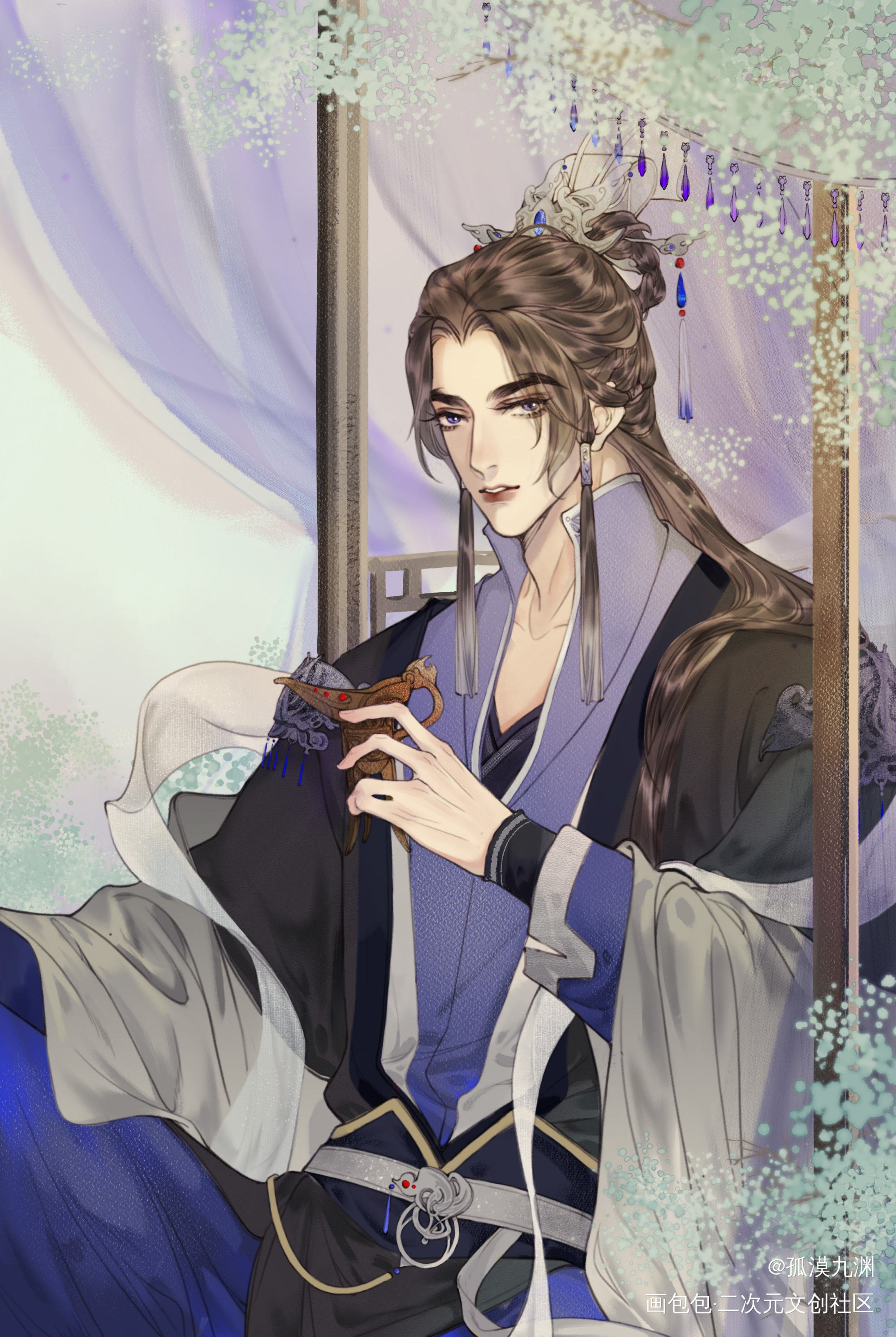 墨宗师～_二哈和他的白猫师尊燃晚古风绘画作品