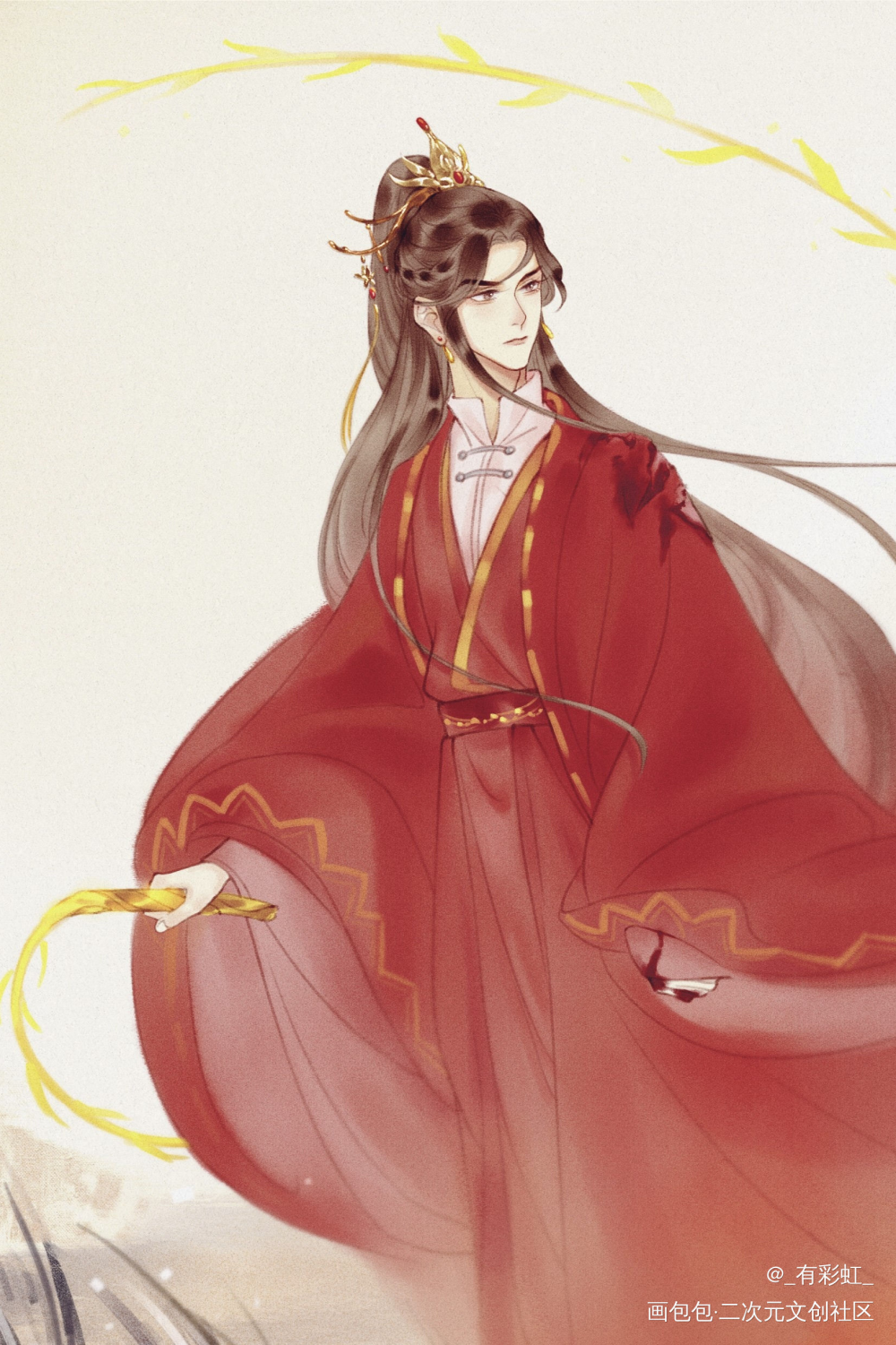 “风”_二哈和他的白猫师尊楚晚宁古风平涂绘画作品
