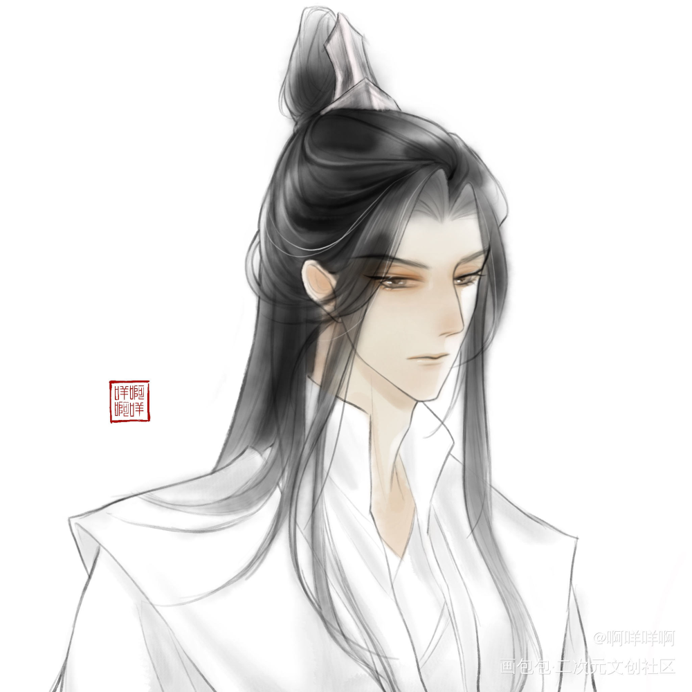 晚宁宝贝_二哈和他的白猫师尊燃晚楚晚宁古风绘画作品