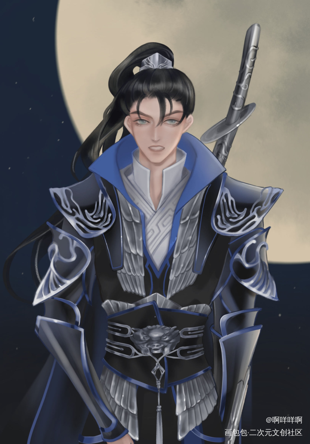凤凰儿_二哈和他的白猫师尊薛蒙厚涂绘画作品