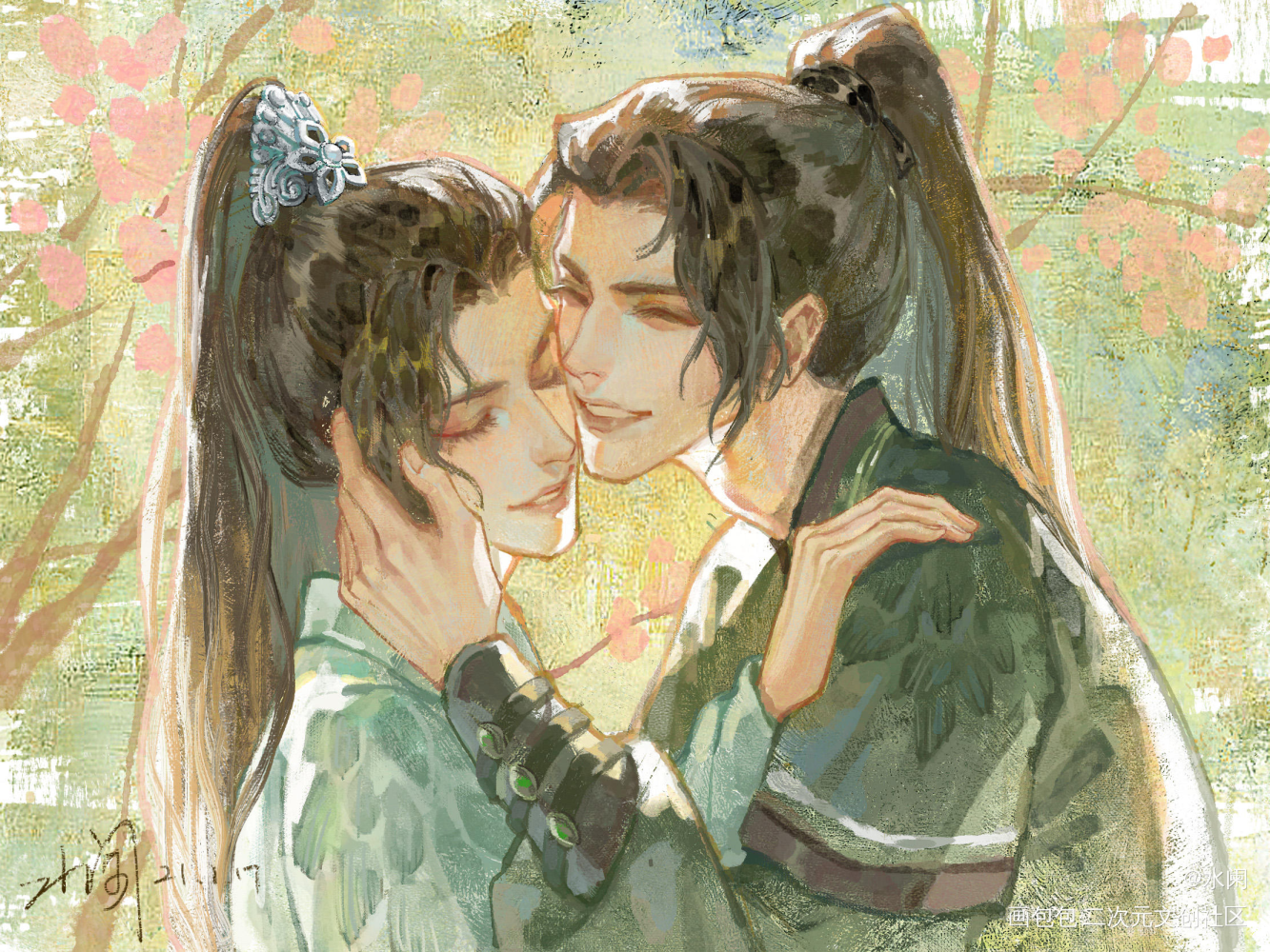 燃晚贴贴_二哈和他的白猫师尊燃晚墨燃楚晚宁绘画作品
