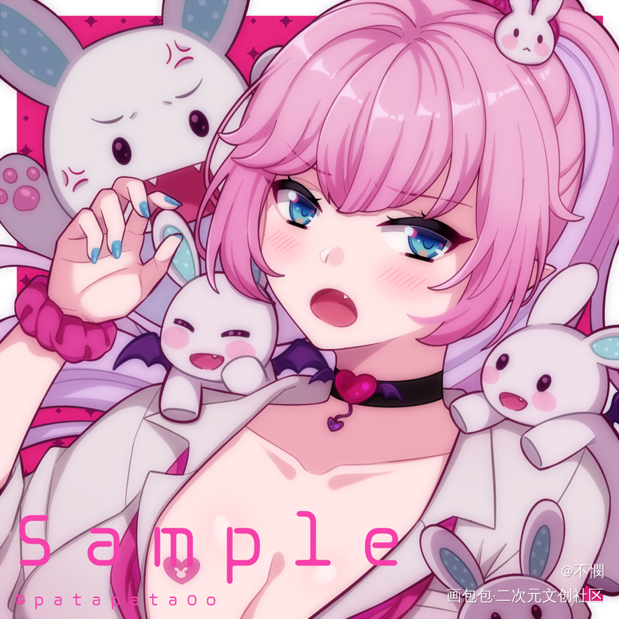 兔兔～_平涂日系头像约稿约稿绘画作品