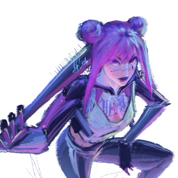 丽姿姐妹_赛博朋克2077厚涂赛博朋克绘画作品