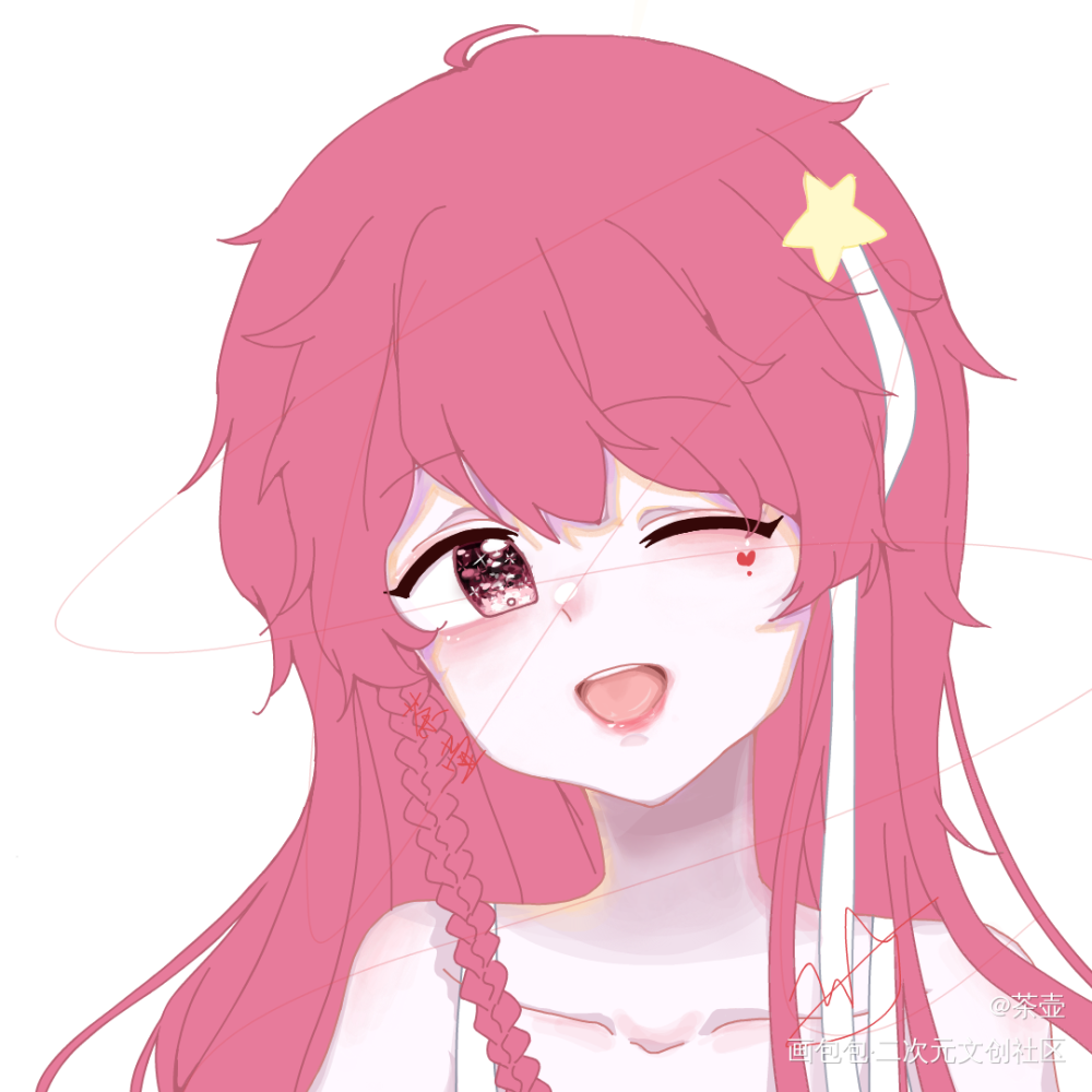 绘画进程_平涂自家崽指绘原创人物绘画作品