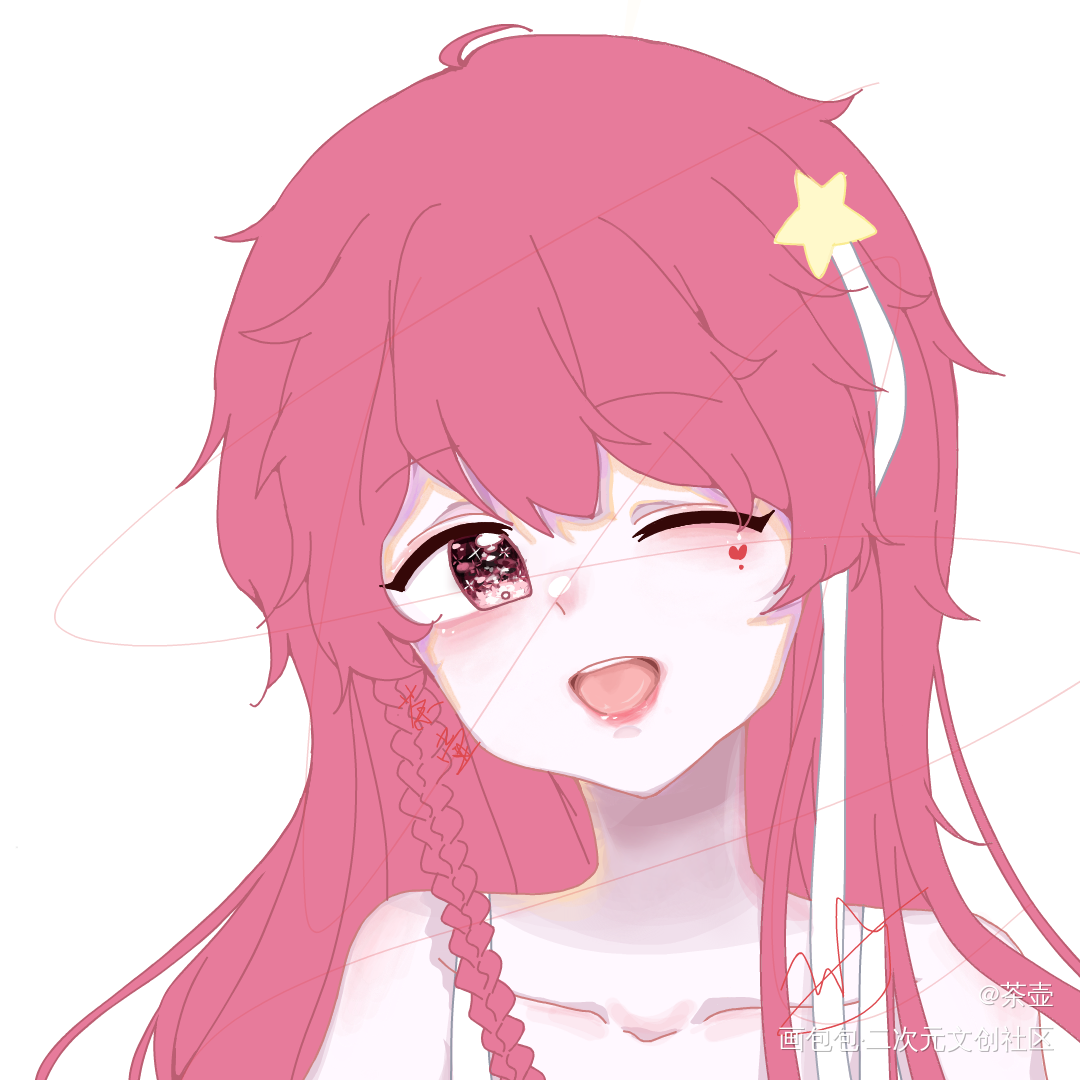 绘画进程_平涂自家崽指绘原创人物绘画作品