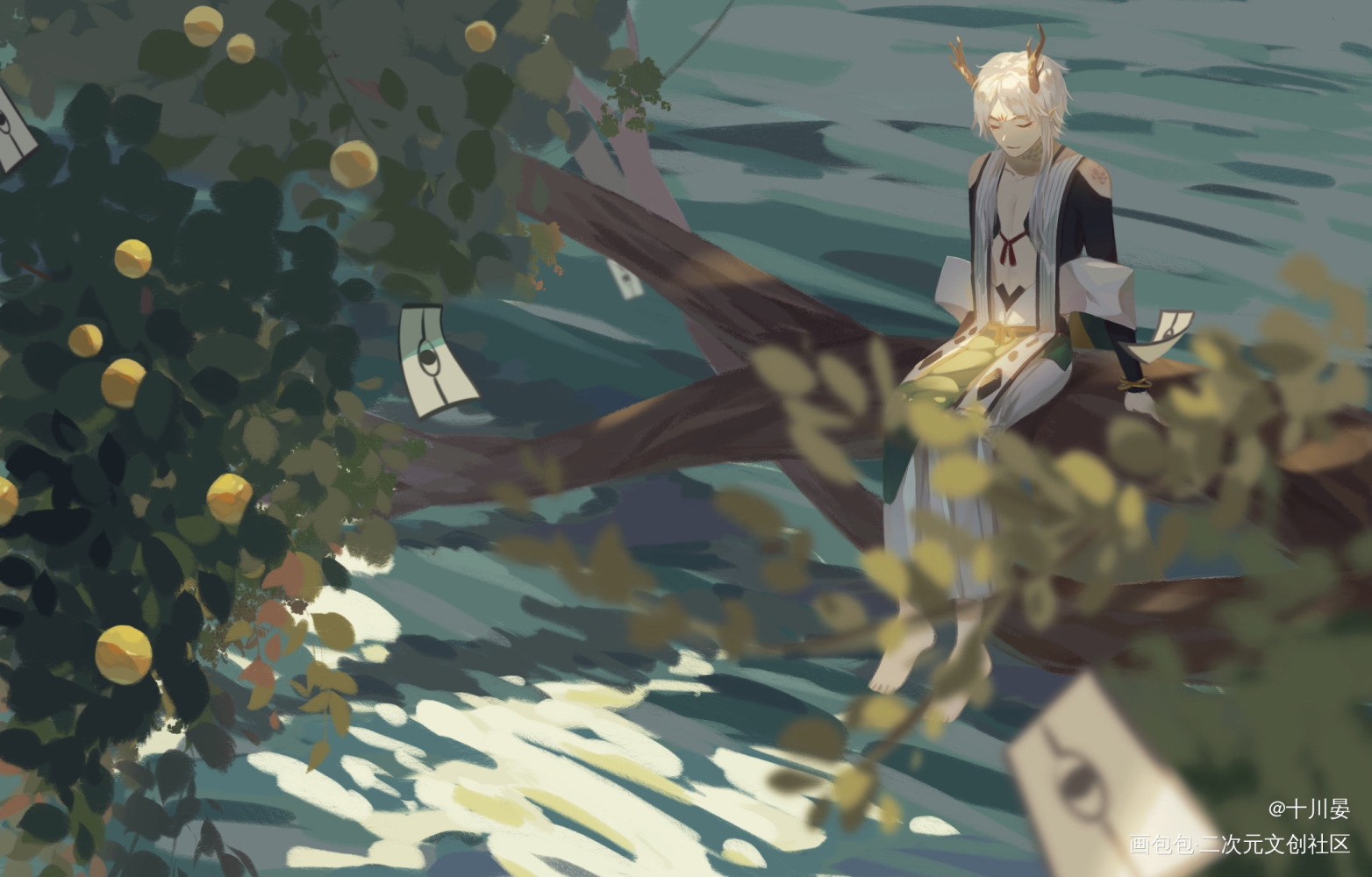 _阴阳师一目连厚涂绘画作品