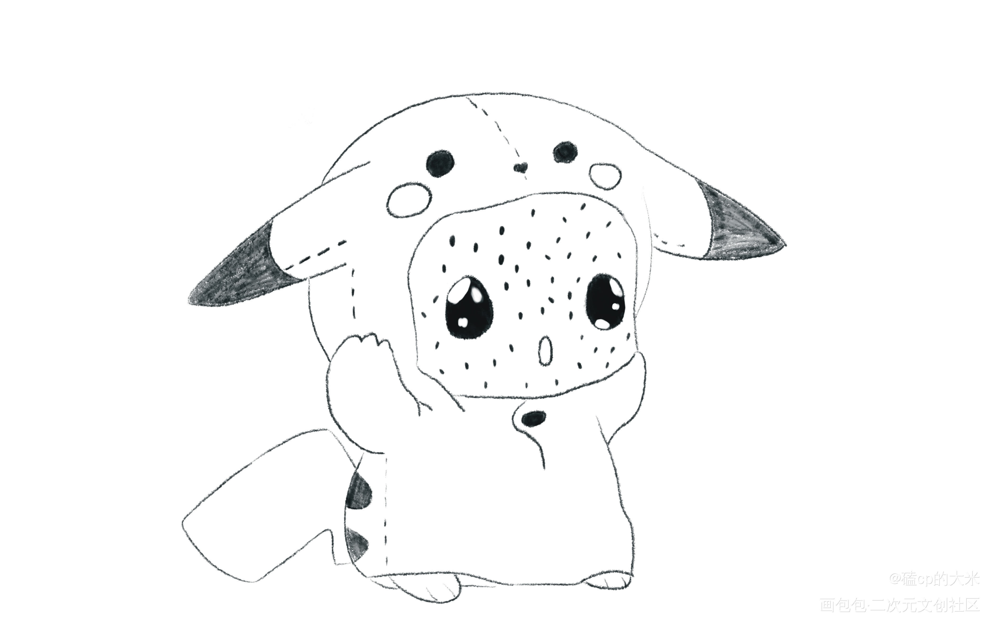 皮卡瓜？皮卡+瓜子！_皮卡瓜子草稿绘画作品