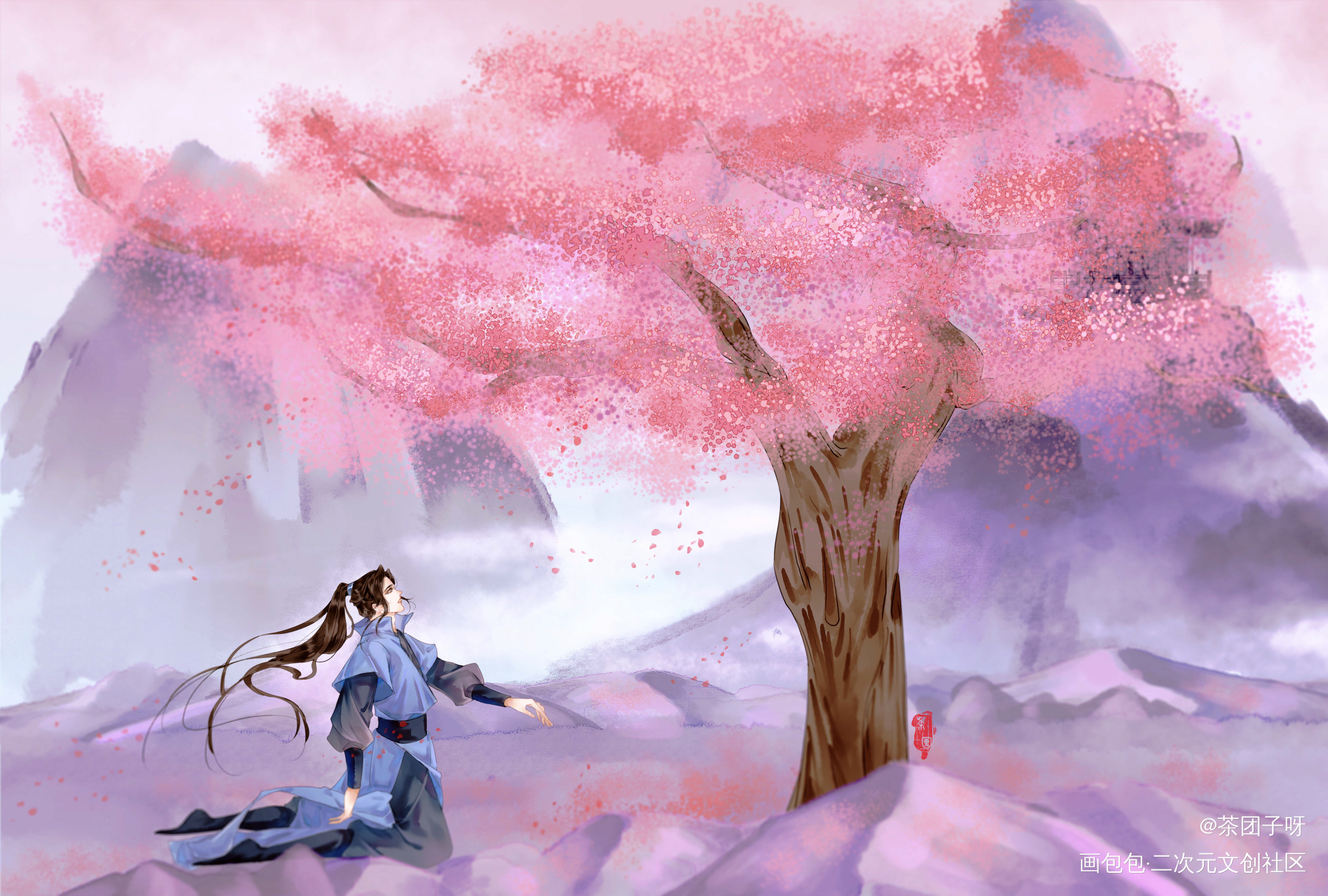 对不起，是我恨错你了_二哈和他的白猫师尊燃晚古风平涂绘画作品