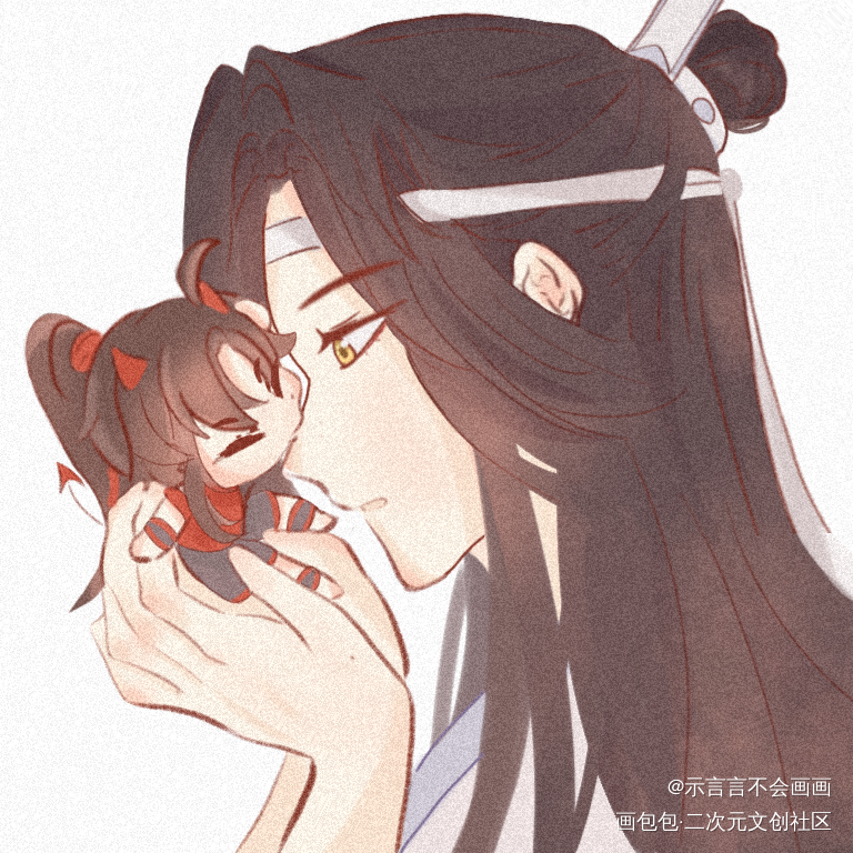 小恶魔羡3_魔道祖师忘羡蓝忘机魏无羡平涂Q版我要上首推插画同人模板绘画作品