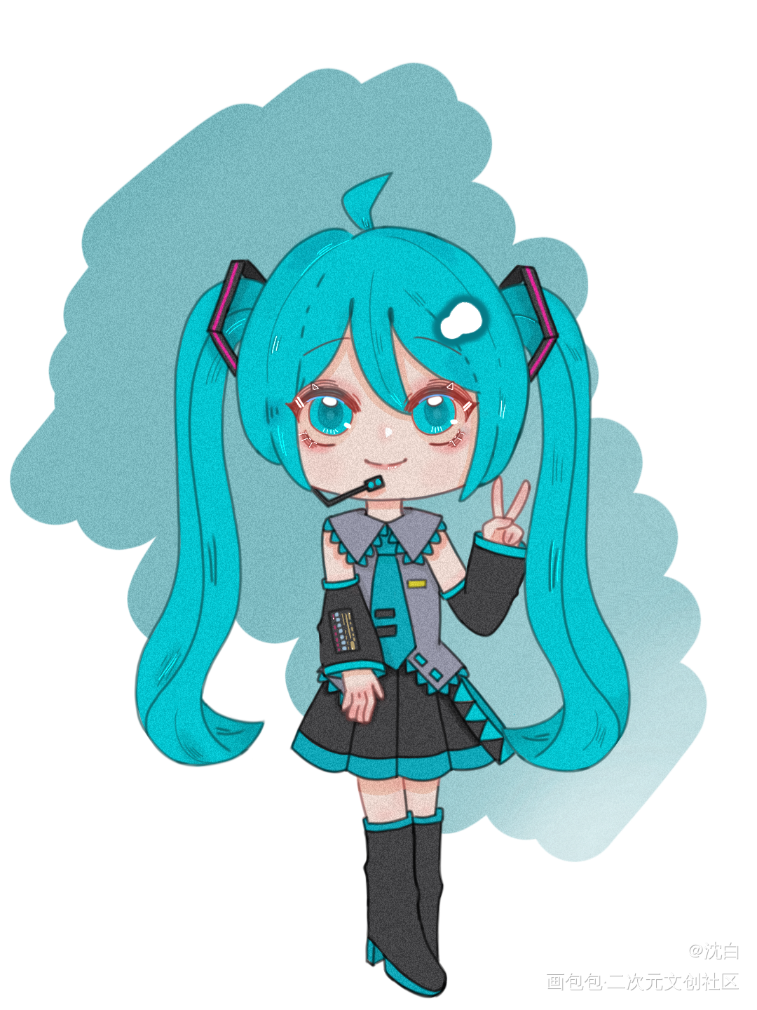 初音未来_初音未来初音Q版初音miku绘画作品