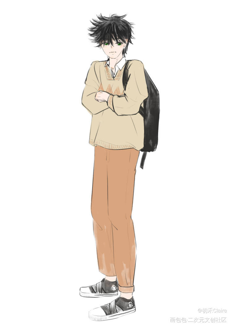 常服学院风惠惠_咒术回战伏黑惠插画绘画作品