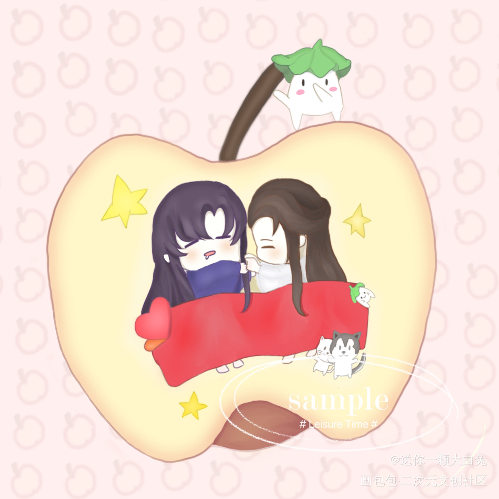 嘘，神木仙君和墨宗师睡着了_二哈和他的白猫师尊绘画作品