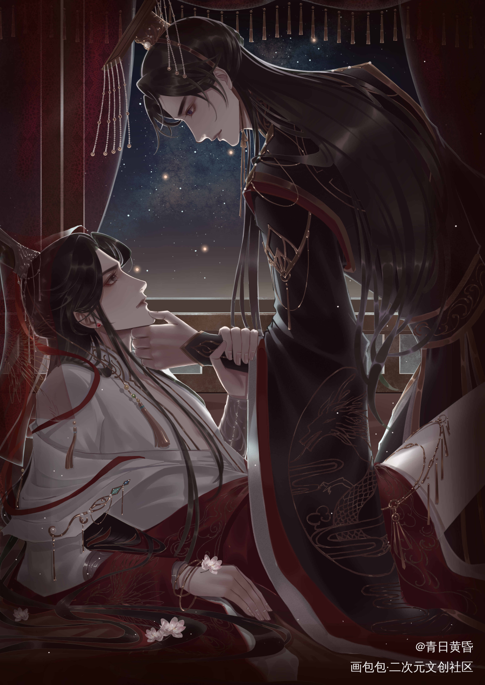 二哈相关_二哈和他的白猫师尊燃晚墨燃楚晚宁厚涂同人绘画作品