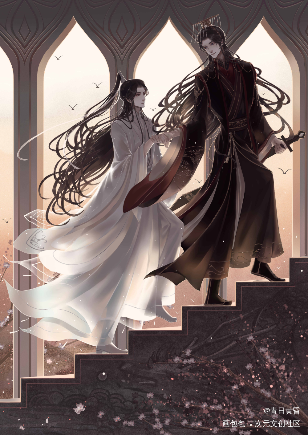 二哈相关_二哈和他的白猫师尊燃晚墨燃楚晚宁厚涂同人绘画作品