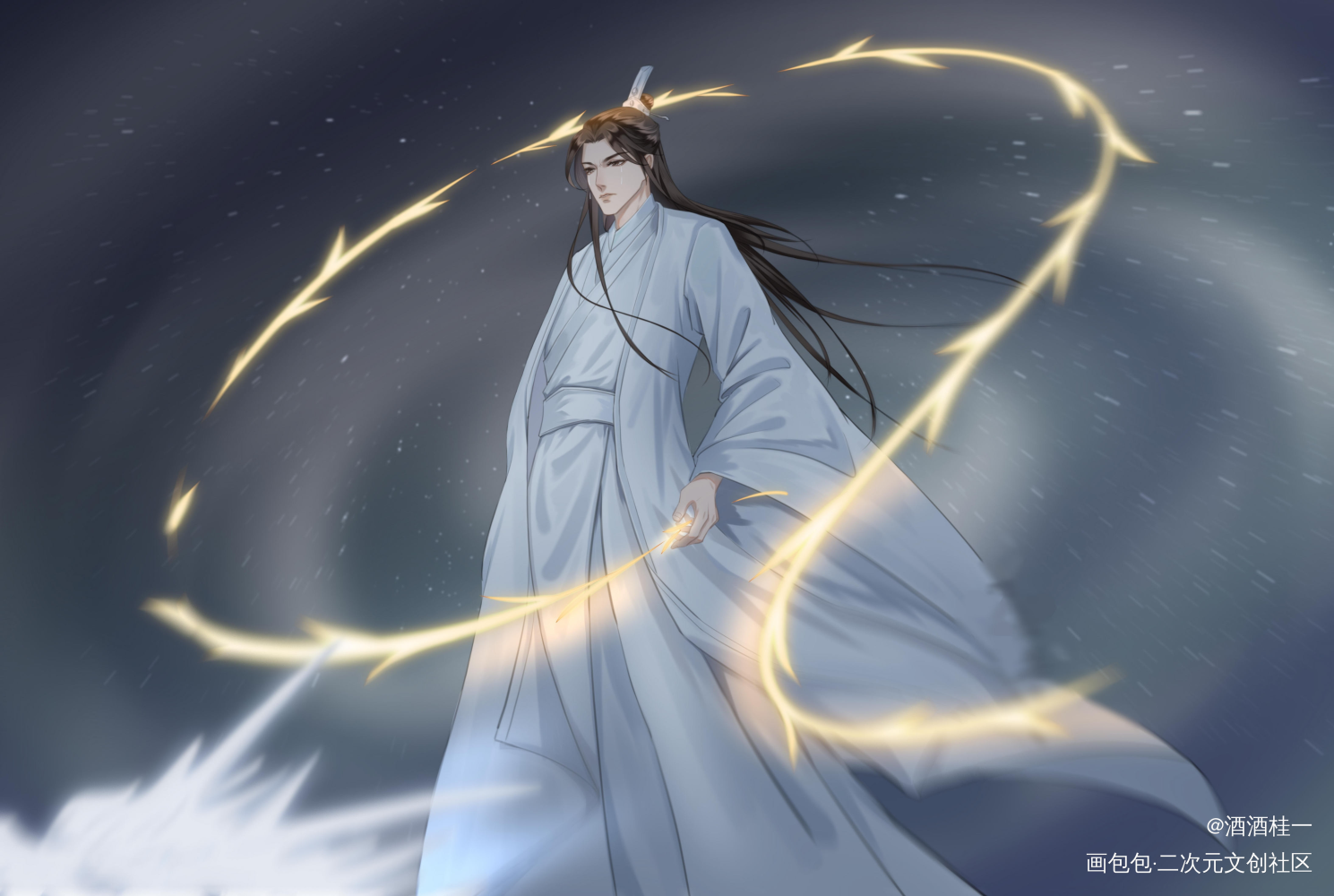 我来了！！！_二哈和他的白猫师尊燃晚古风绘画作品