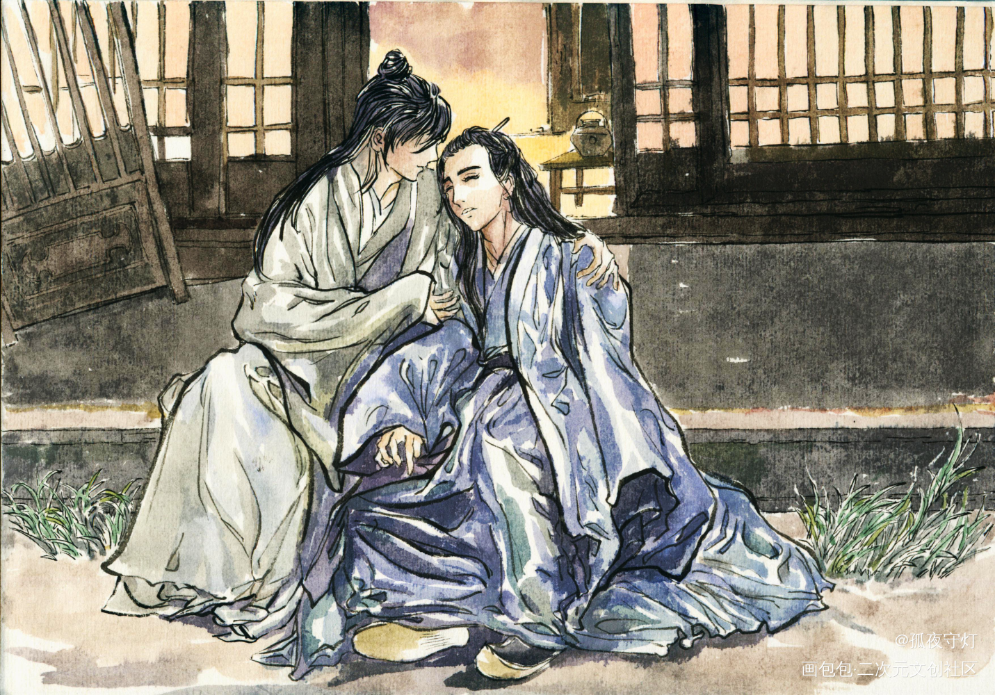 山河令水墨系列_山河令剧版温客行·剧版周子舒插画绘画作品