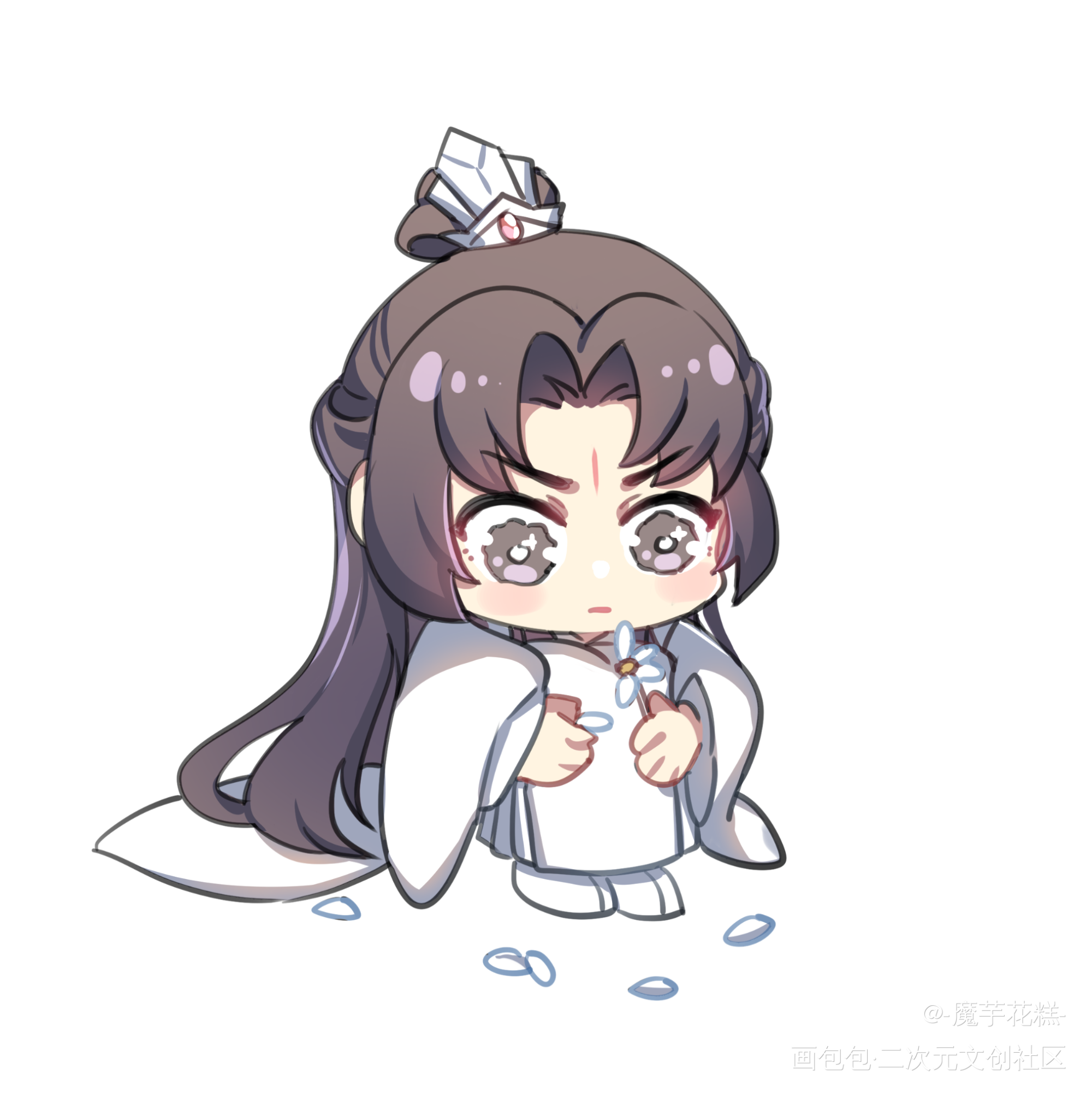 _六爻鸣潜严争鸣程潜Q版插画同人绘画作品