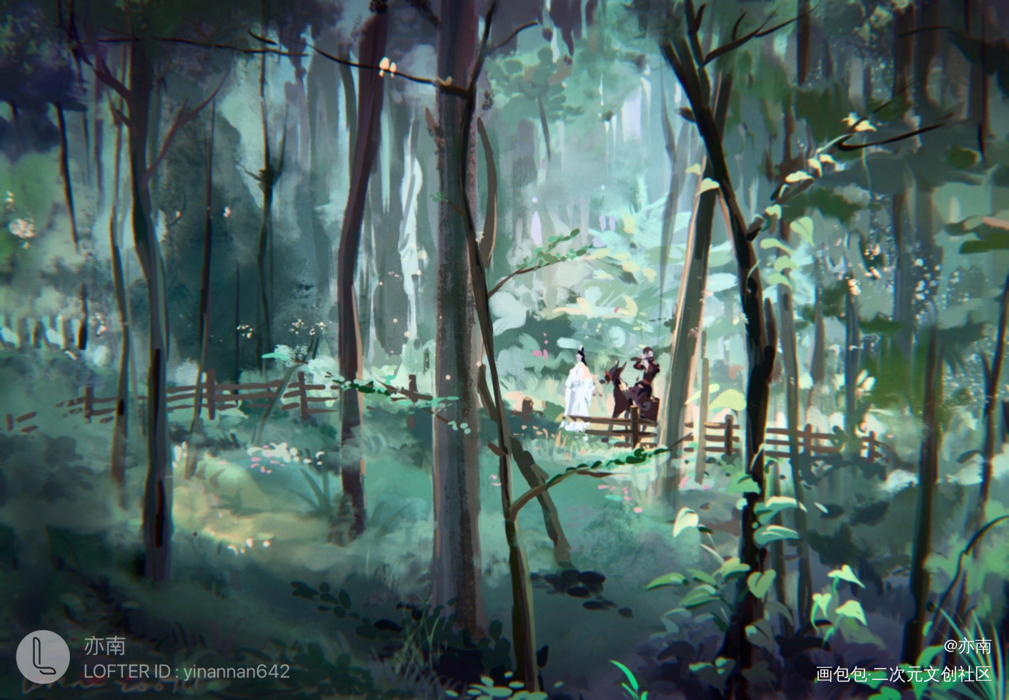 天涯一曲共悠扬_魔道祖师忘羡蓝忘机魏无羡厚涂场景绘画作品