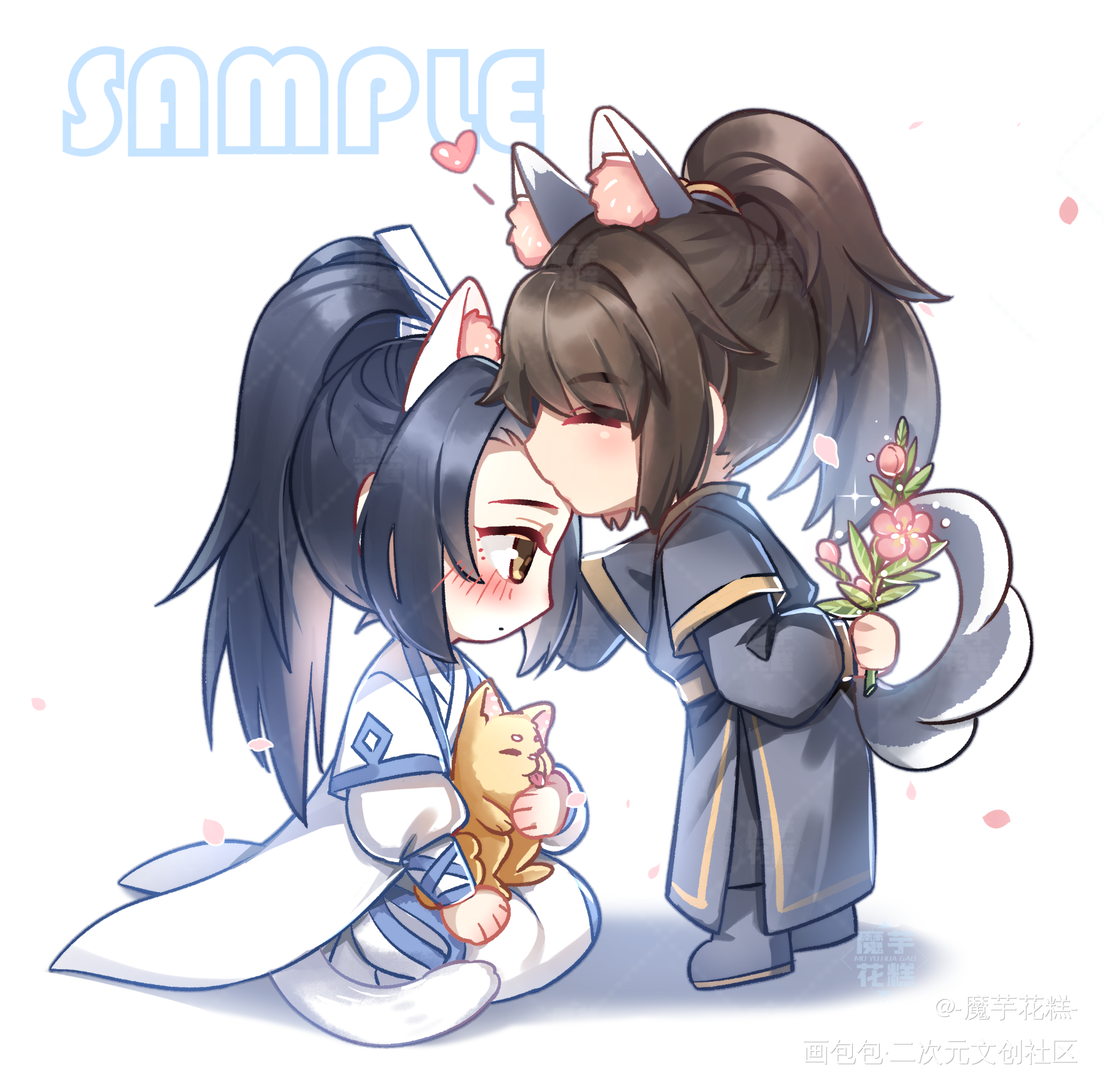 _二哈和他的白猫师尊燃晚墨燃楚晚宁Q版同人绘画作品