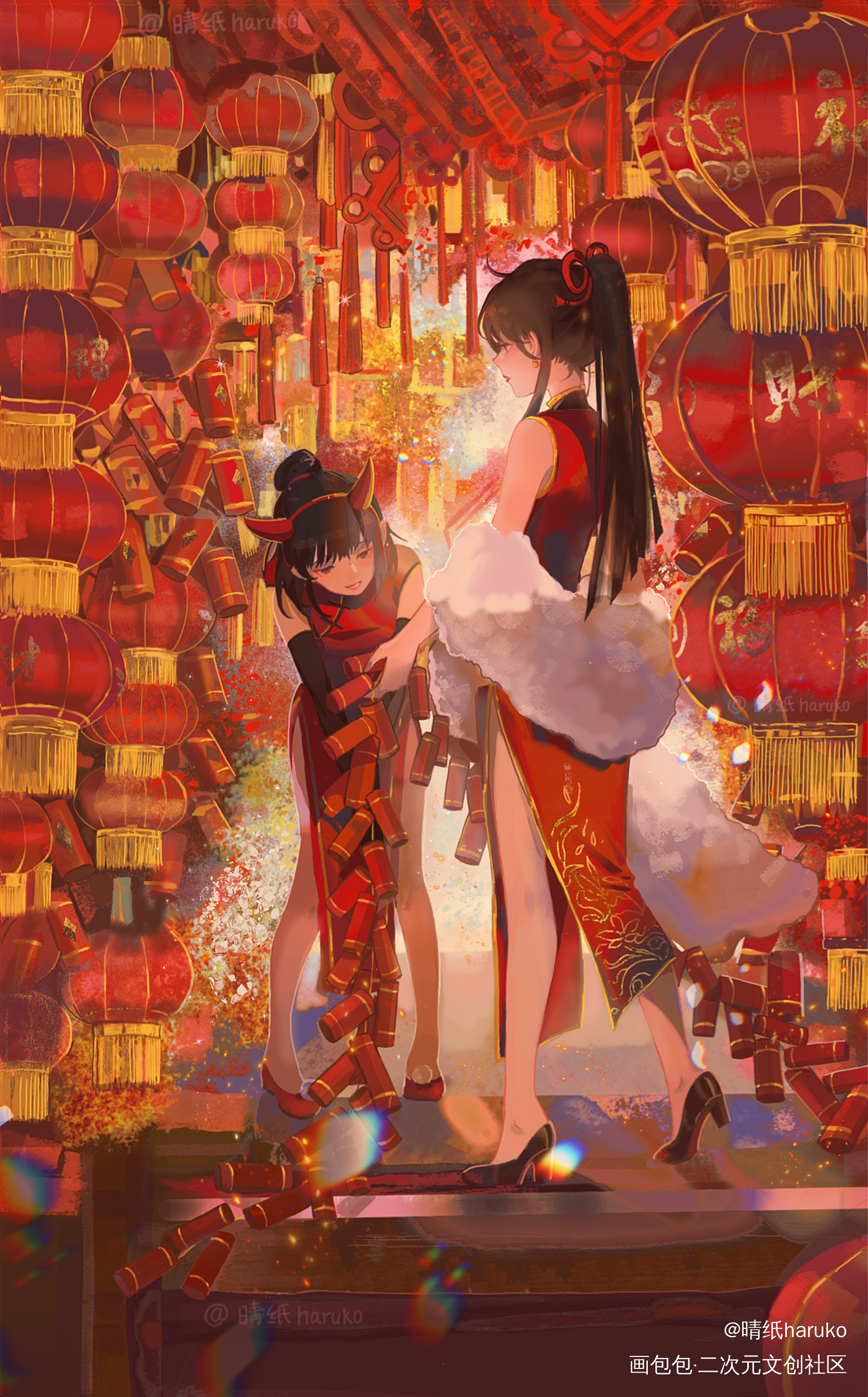 牛年贺图_日系原创插画绘画作品