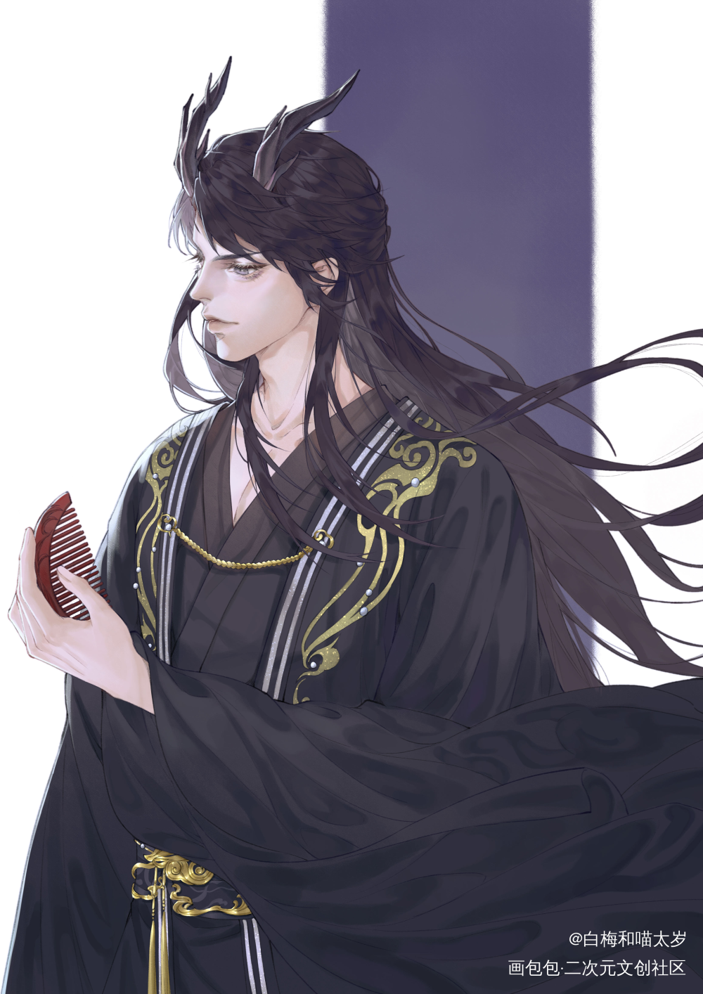 _恋与制作人李泽言古风板写绘画作品
