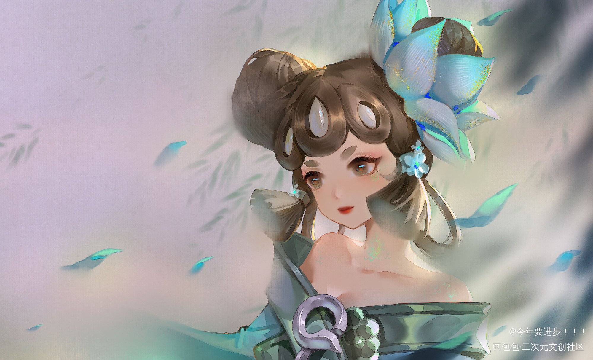 青蛇小乔～_王者荣耀小乔古风插画青蛇小乔板绘插画绘画绘画作品