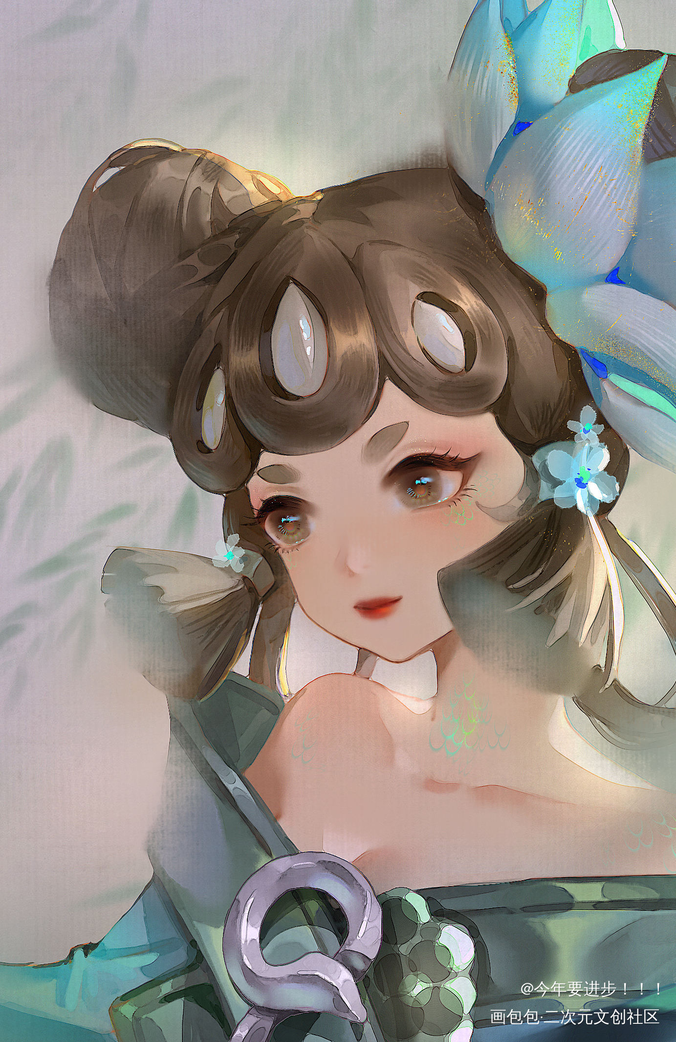 青蛇小乔～_王者荣耀小乔古风插画青蛇小乔板绘插画绘画绘画作品